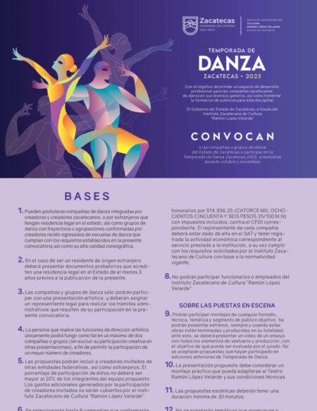 Temporada de Danza Zacatecas 2023 - Convocatoria - Instituto Zacatecano ...