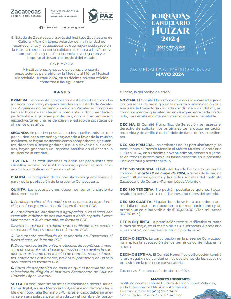 XIX Medalla al mérito musical: Candelario Huízar 2024