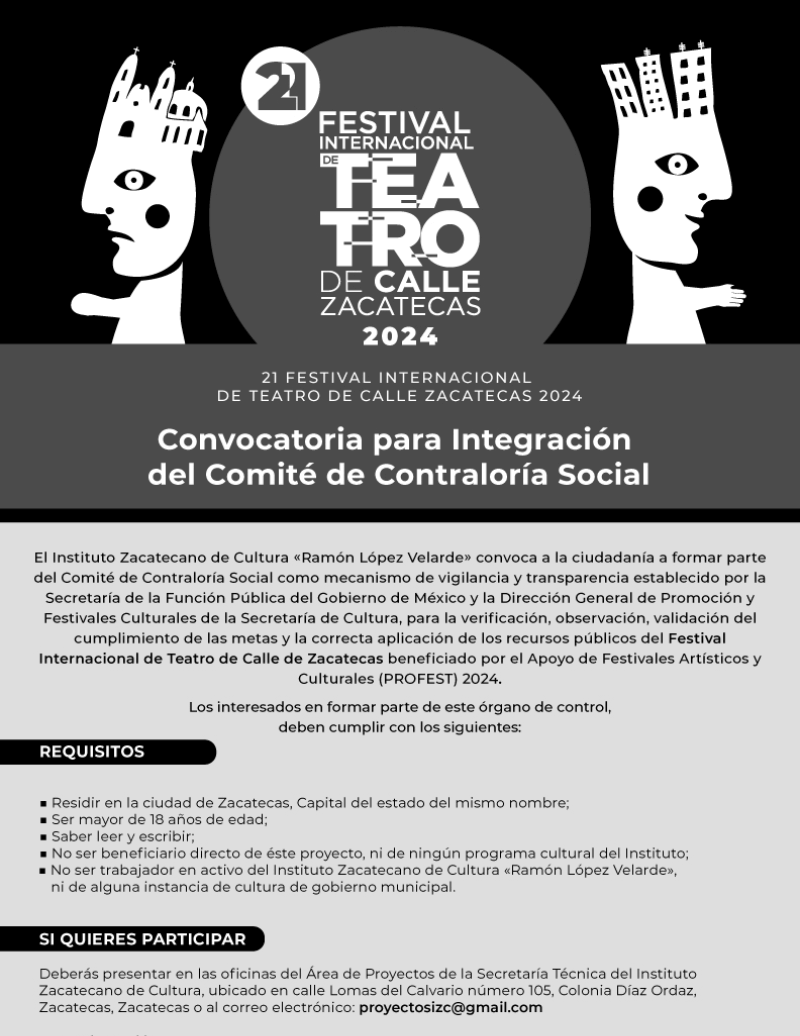 Integración del Comité de Contraloría Social (21 Festival Internacional de Teatro de Calle Zacatecas)
