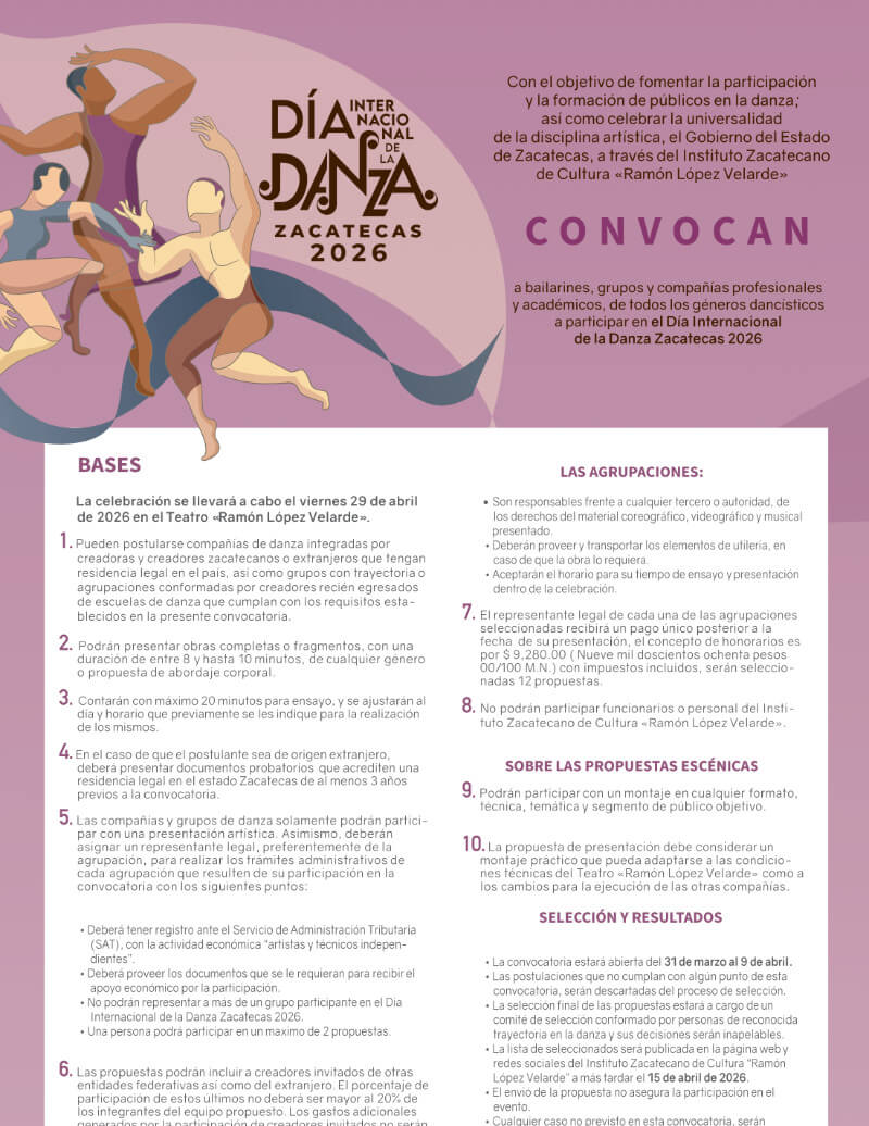 Día Internacional de la Danza Zacatecas 2026