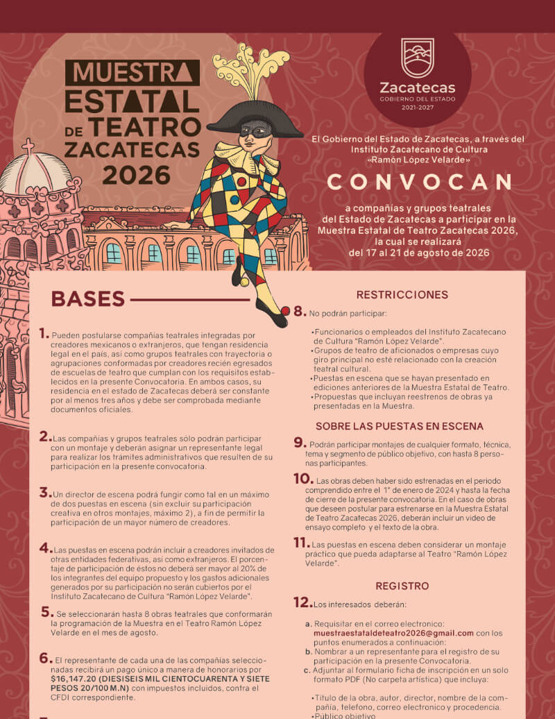 Muestra Estatal de Teatro Zacatecas 2026